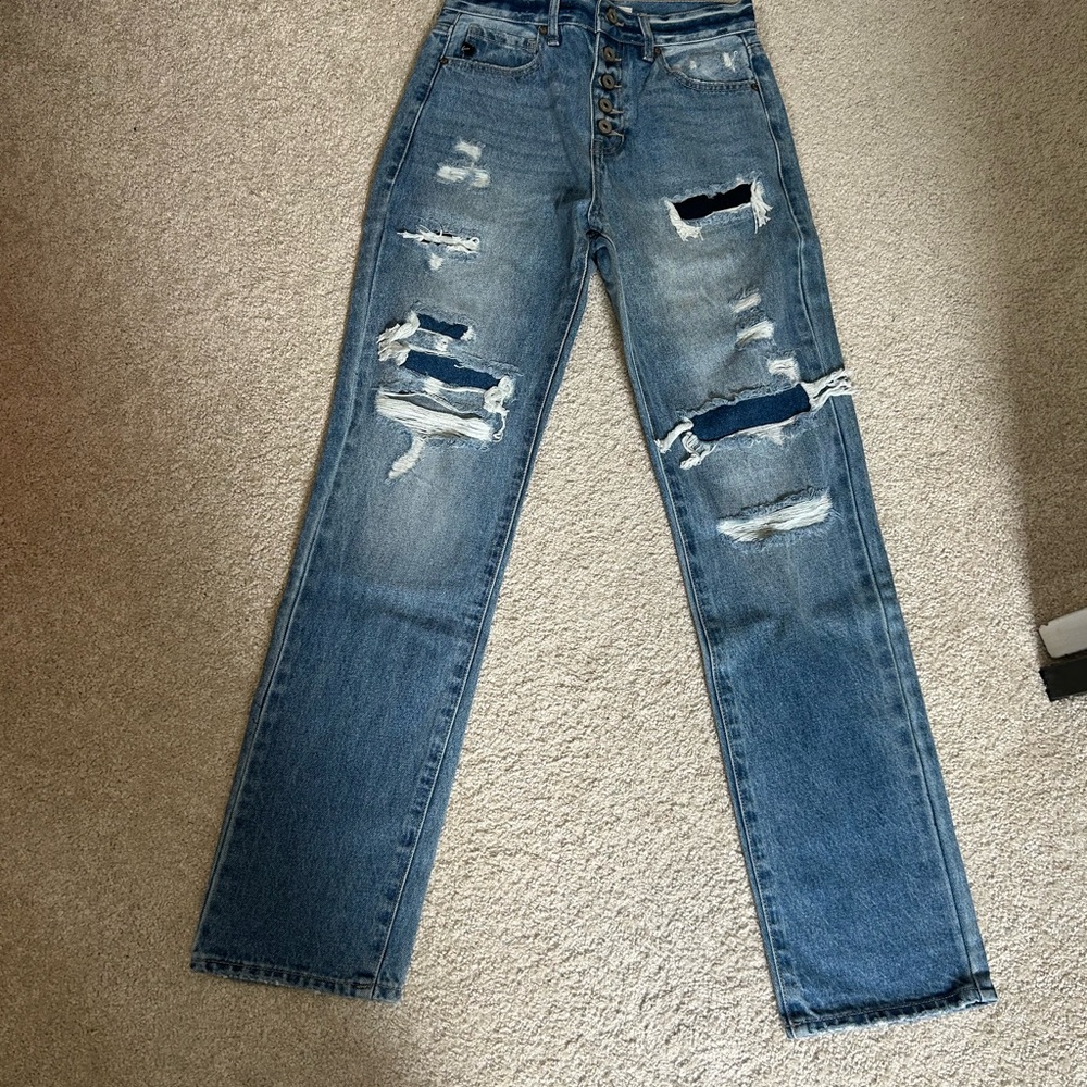 Distressed Blue Jeans